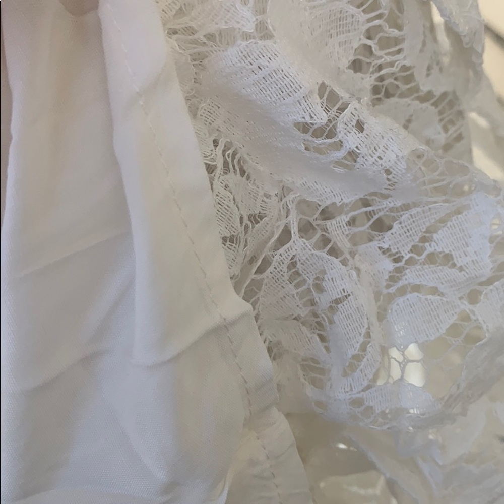 WHITE LINED LACE DETAILED MIDI SKIRT - Picture 8 of 9